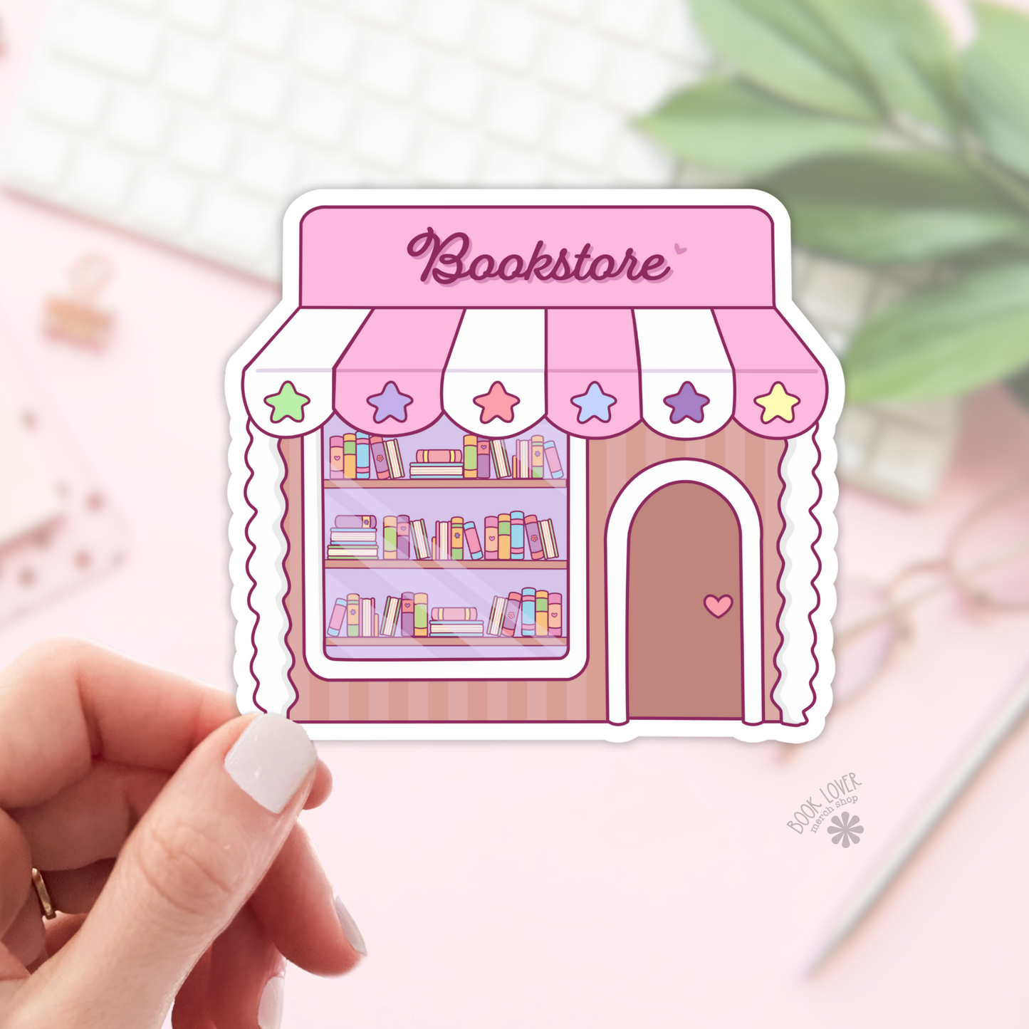 Pink Bookstore Sticker