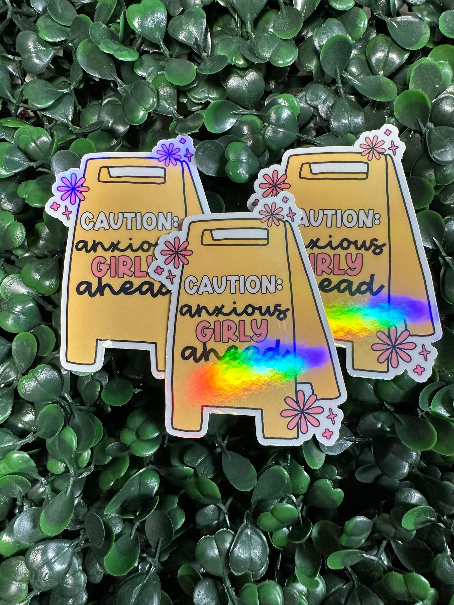 Caution Anxious Girly Ahead Sticker