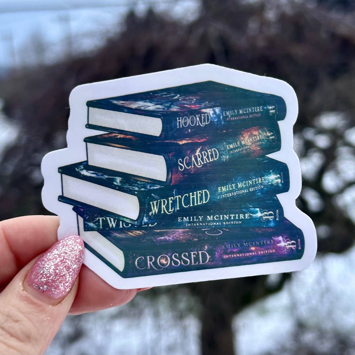 Never After Series Bookstack Sticker