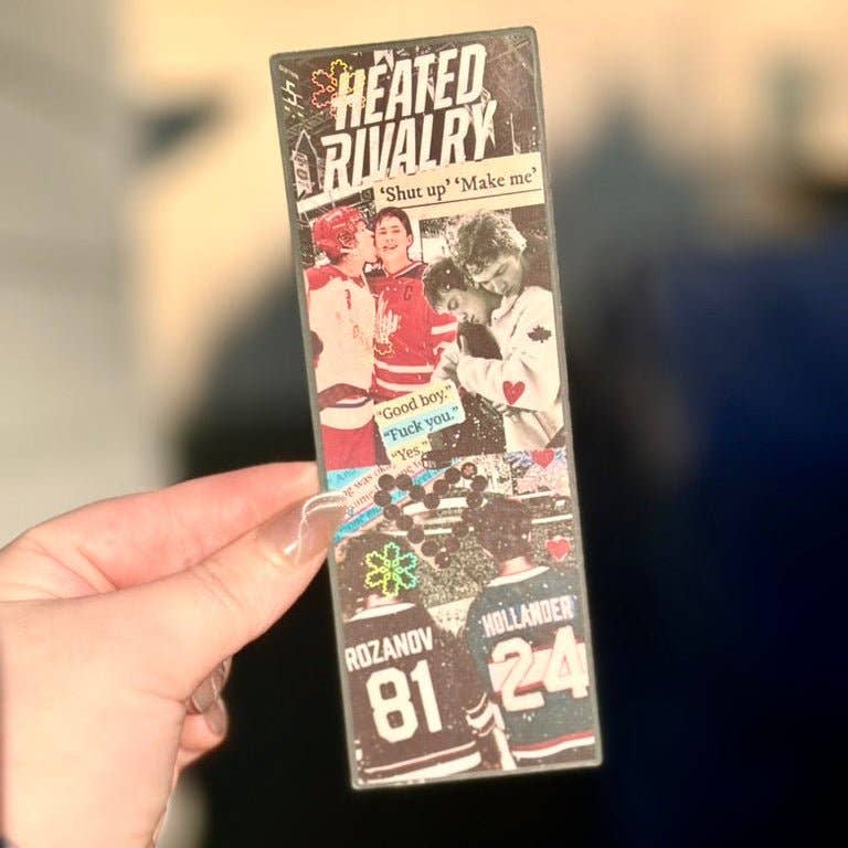 Heated Rivalry Hockey Romance Inspired Collage Bookmark