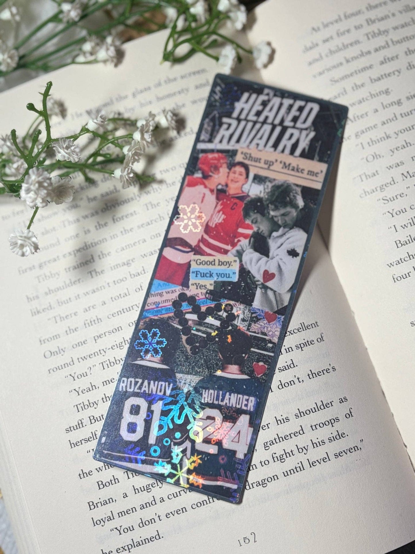 Heated Rivalry Hockey Romance Inspired Collage Bookmark