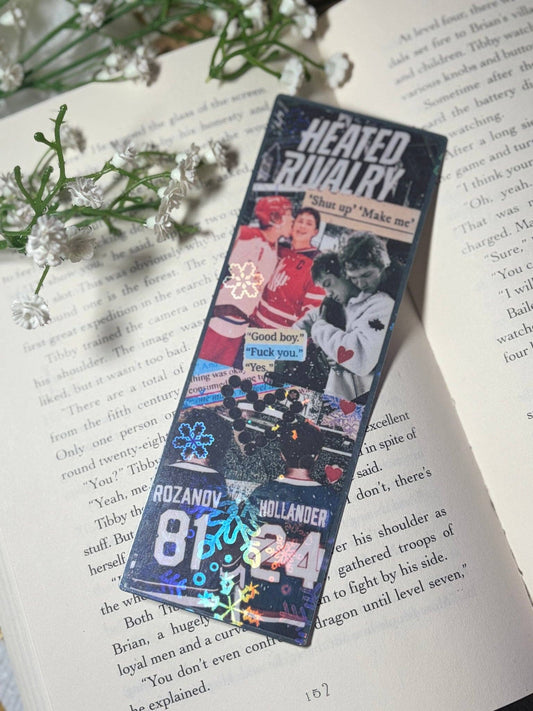 Heated Rivalry Hockey Romance Inspired Collage Bookmark