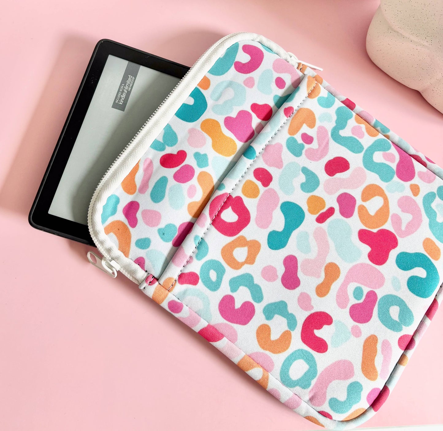 Colorful Leopard Kindle Sleeve – Book Lover Accessory
